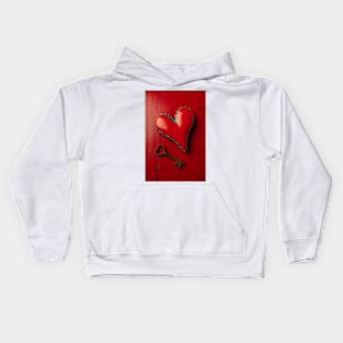 Rusty Skeleton Key And Red Heart Kids Hoodie